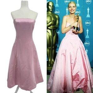 Ralph Lauren Collection Purple Label Silk Midi Dress Pink 1999 90s Strapless